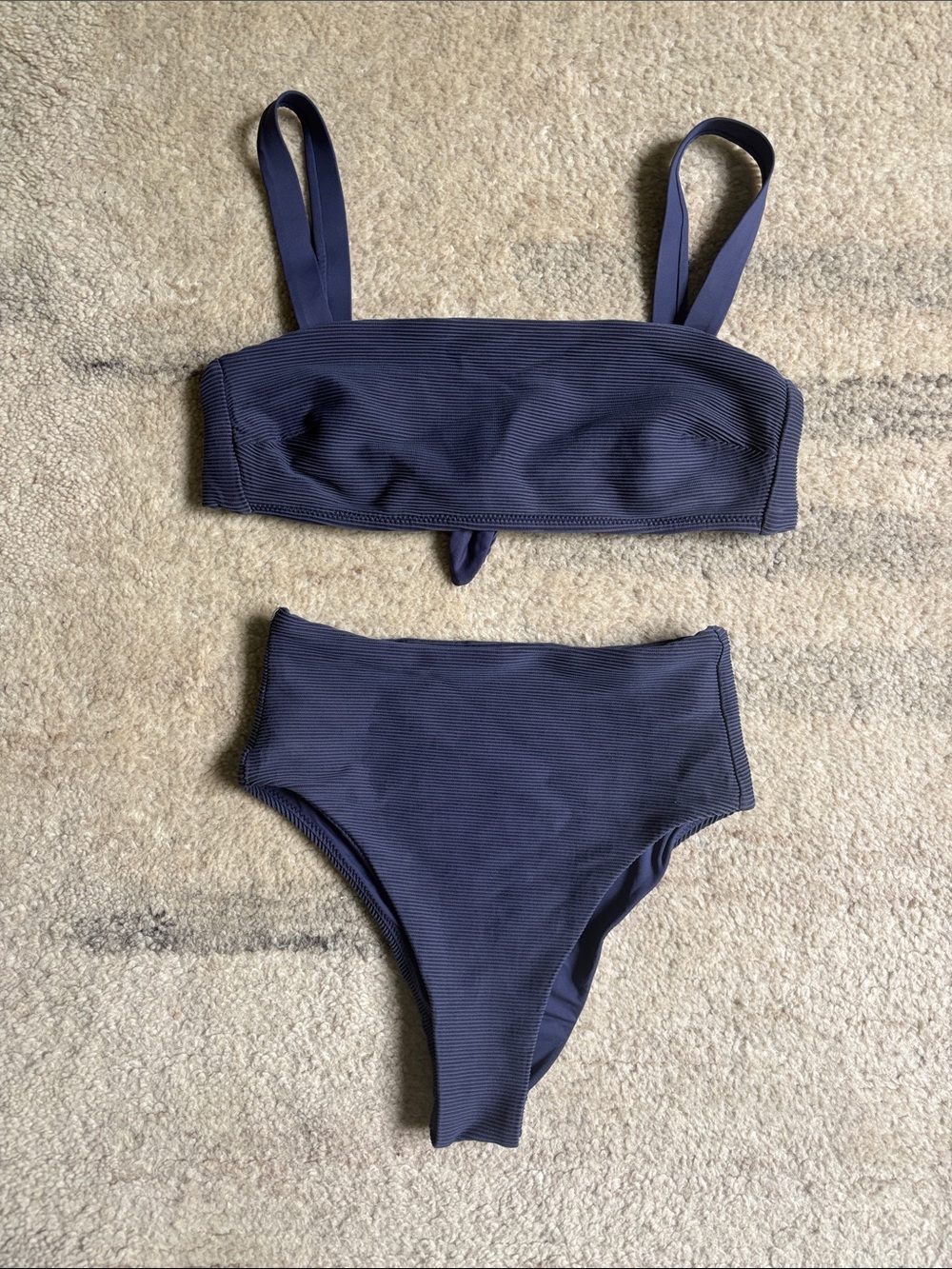 Vitamin A x Fred Segal Ali ribbed two-piece swimsuit in deep blue